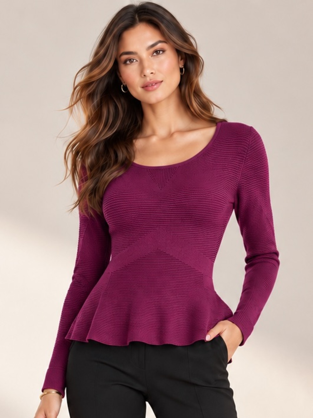 BAR III Knit Peplum Sweater Medium